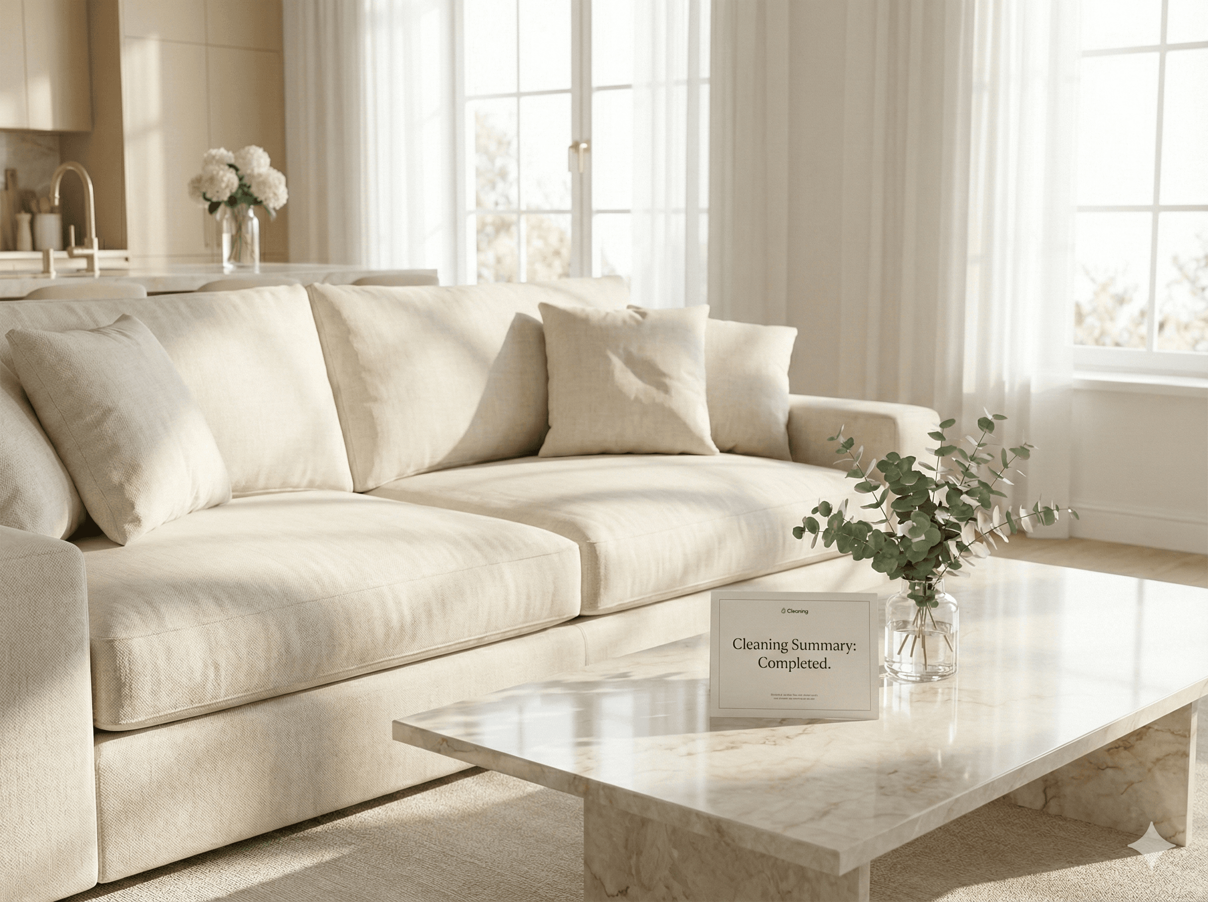 Clean home with summary card