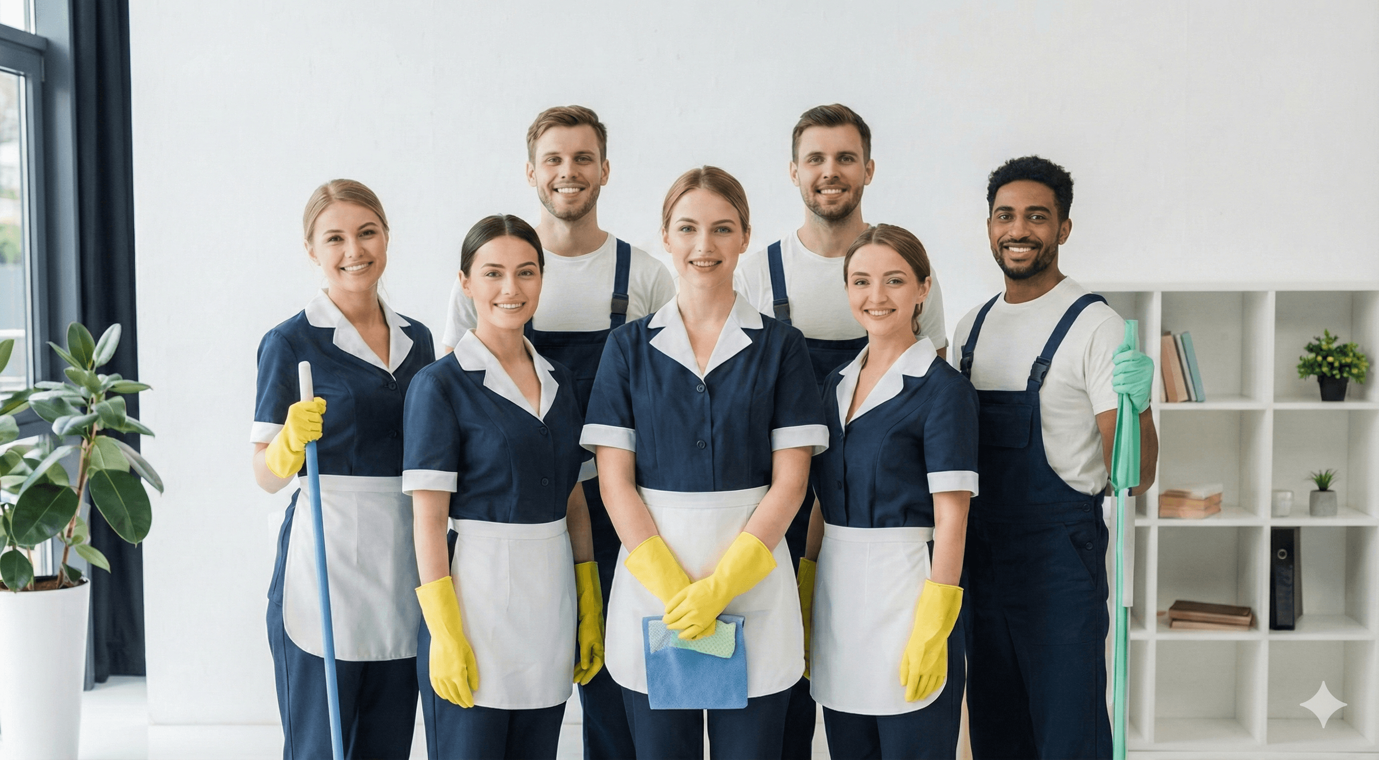 Cleaners working together